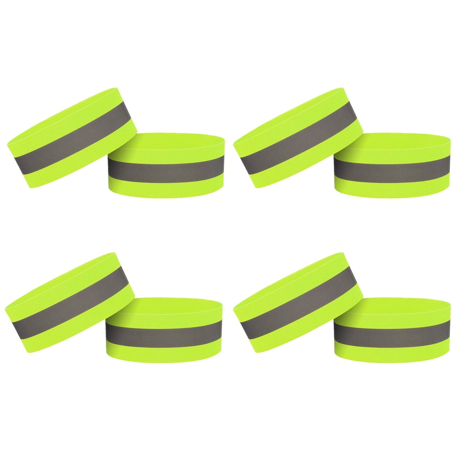 8 Piece Reflective Armband and Ankle Band Set for Running, High Visibility Safety Straps for Night Cycling and Jogging, Elastic Adjustable Sports Gear for Outdoor Activities, Green
