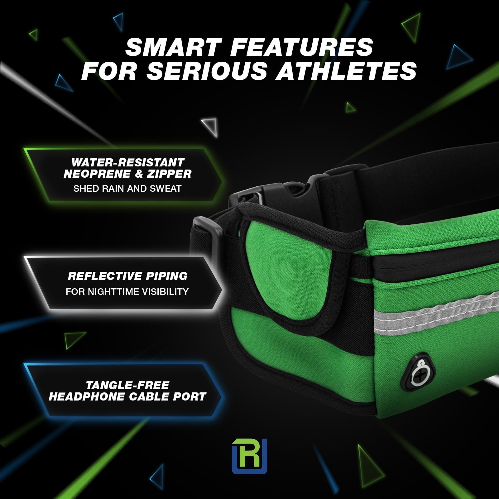 RunUnited Waist Pack for Running, Hiking & Gym - Waterproof Running Accessory w/ Phone Holder & Reflective Stripe, Color: Yellow