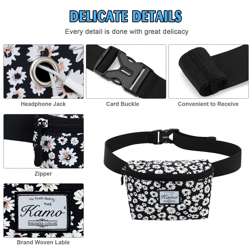 HAWEE Fanny Packs for Women - Slim Yet Spacious Waist Pack with Headphone Cord Access - Lightweight Fannie Hip Bag Great for Hiking, Walking, Biking, Running, Travel
