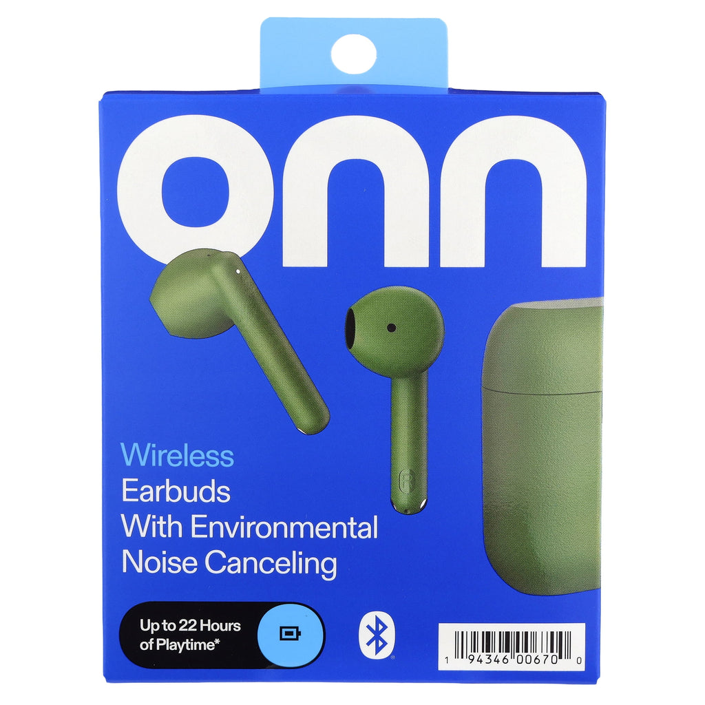Onn Noise-Canceling Bluetooth Earphones with Microphones - Gray