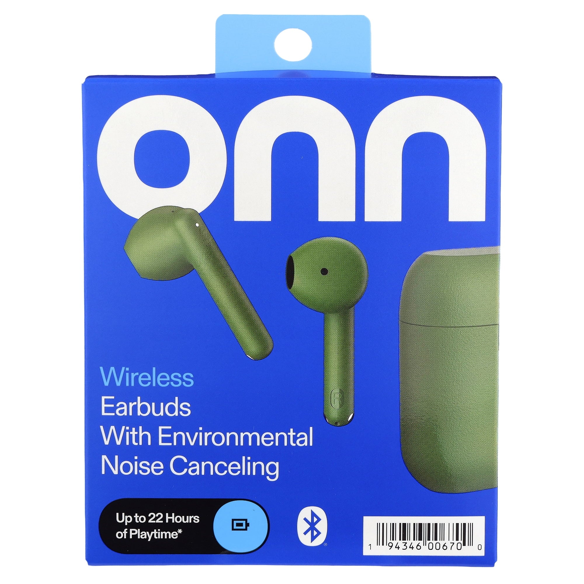 Onn Noise-Canceling Bluetooth Earphones with Microphones - Gray