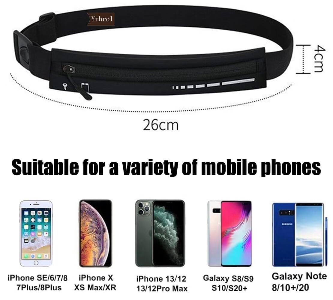 Running Belt Slim Pack for Women Men,Phone Holder Runners Pouch Waist Belt for Workout Jogging,Money Belt Running Gift Gear Accessories,Black,One Size,Fashion (Black)