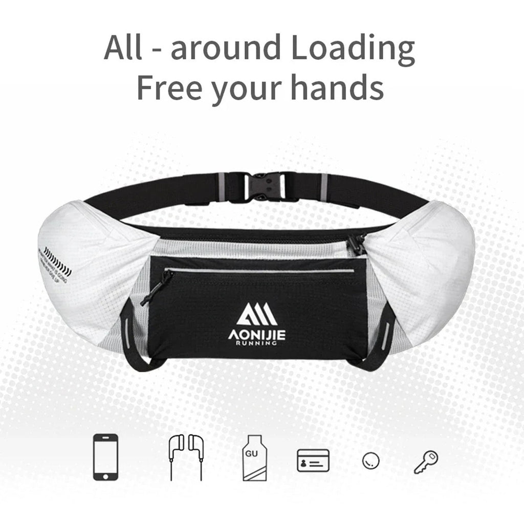 AONIJIE Running Waist Pack, 125g Lightweight Fitness Belt Bag with 500ml Soft Flask, Bounce-Free Workout Hydration Belt for Men & Women, Model W8138