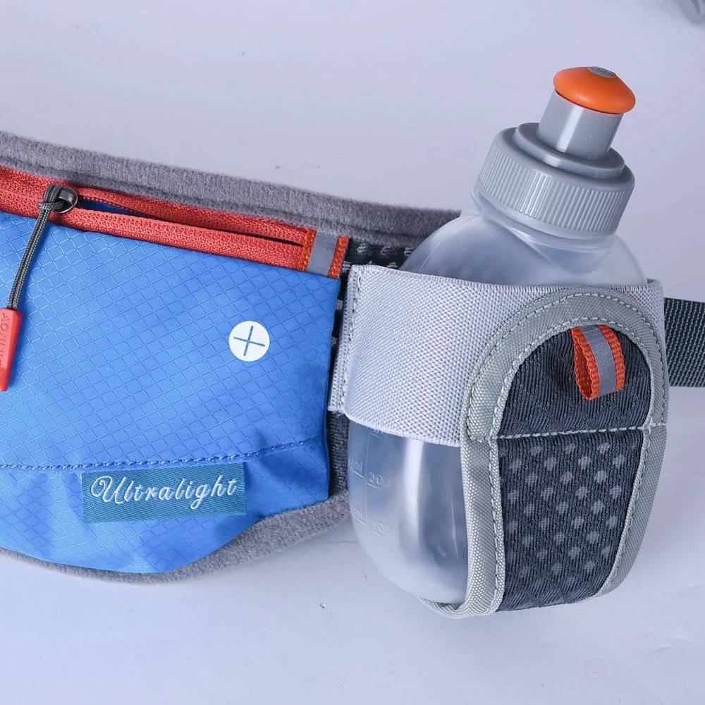 AONIJIE Running Hydration Belt with 2 Water Bottles, Bounce-Free Waist Pouch for Runners