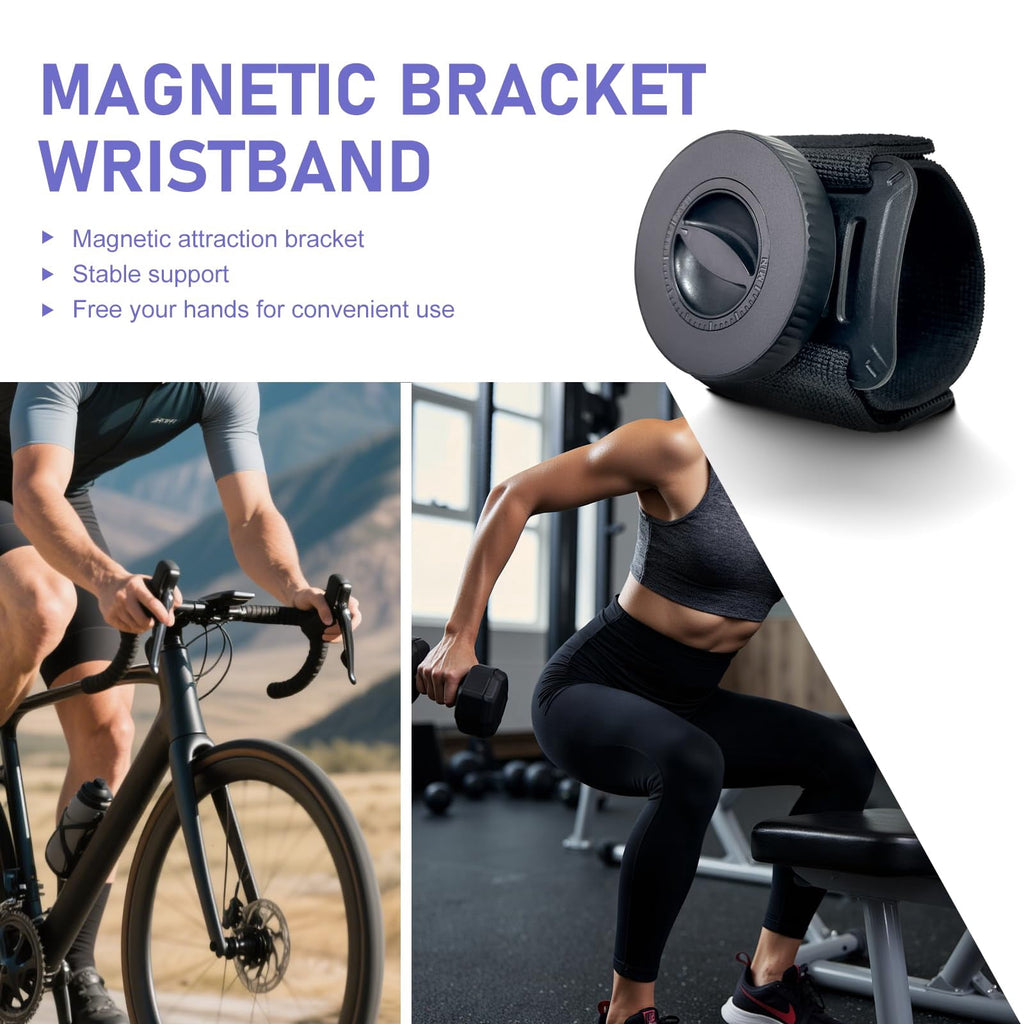 Magnetic Wristband Phone Holder for Running, Adjustable Sports Armband Cell Phone Holder, Hands-Free Phone Accessories Holder, for Biking Walking Selfies Videos Hiking Live Broadcast (Black)