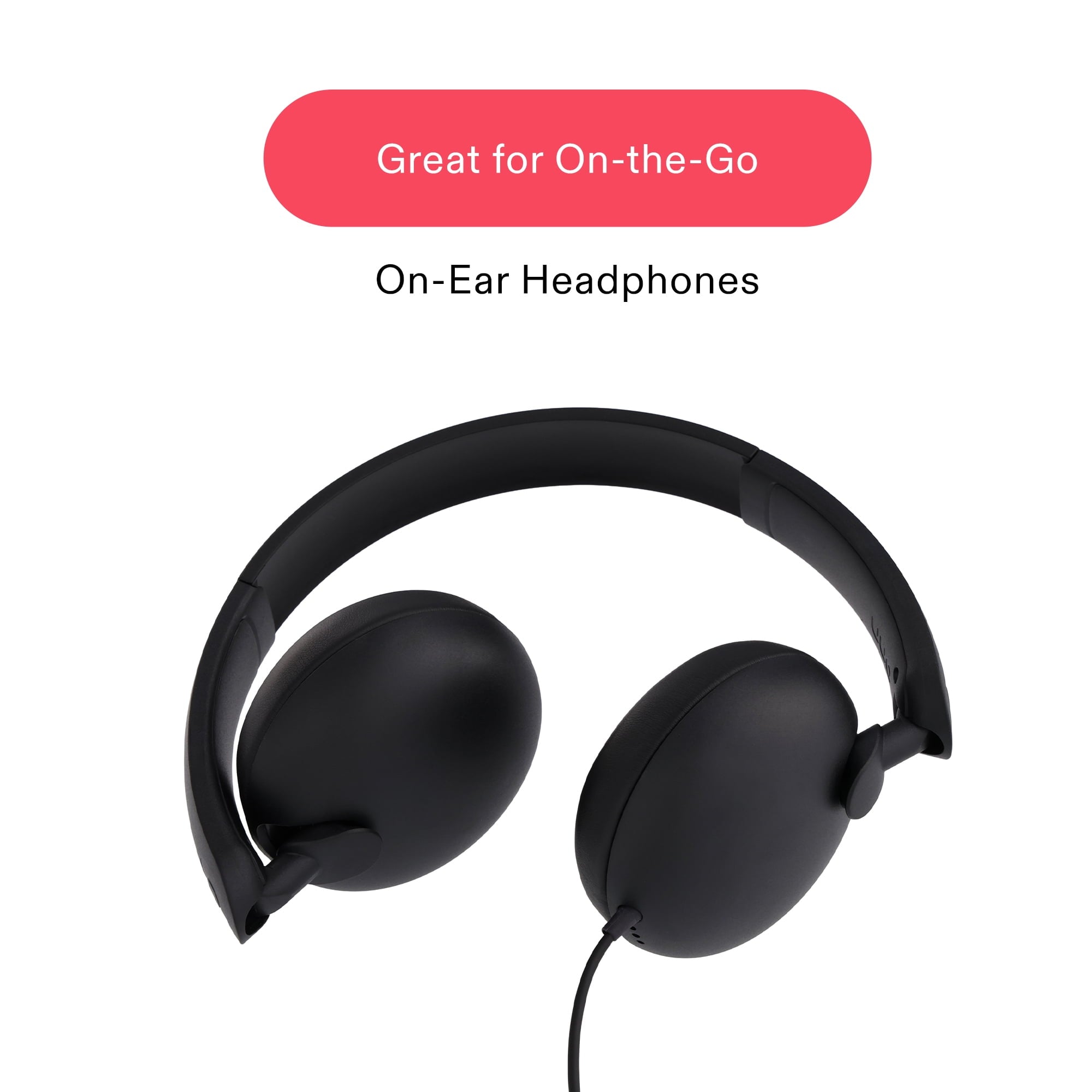 onn On-Ear USB-C Headphones, Black