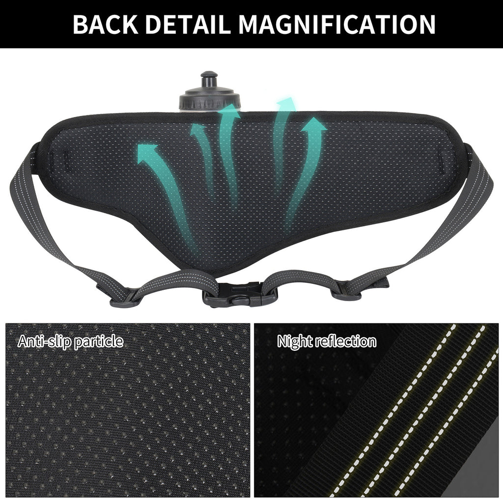 NFTIGB Running Belt Waist Pack Adjustable Hydration Bag with Water Bottle Holder for Runners Men Women, Black (10.63 inches / 27 cm)