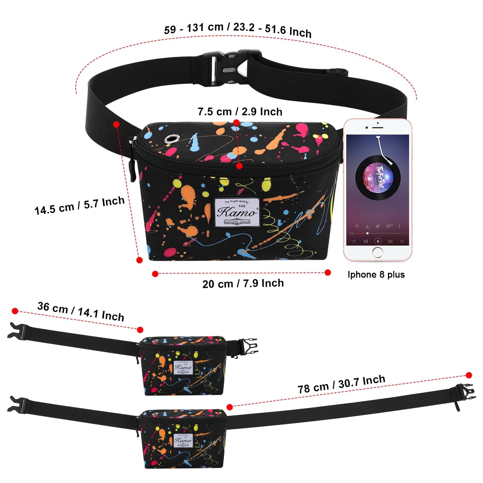 HAWEE Fanny Packs for Women - Slim Yet Spacious Waist Pack with Headphone Cord Access - Lightweight Fannie Hip Bag Great for Hiking, Walking, Biking, Running, Travel