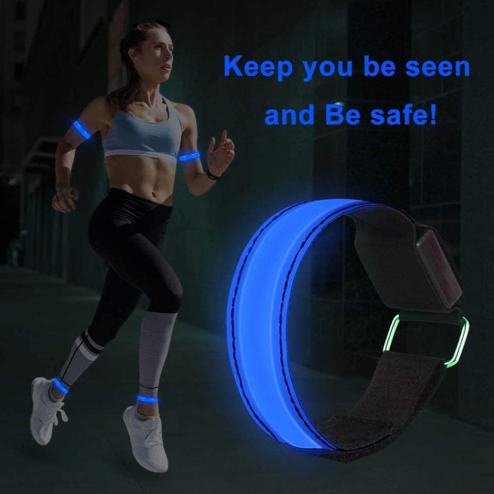 UPKOCH 2Pack Reflective Exercise Armbands Blue Nylon Reusable Accessory for Nighttime Running and Camping