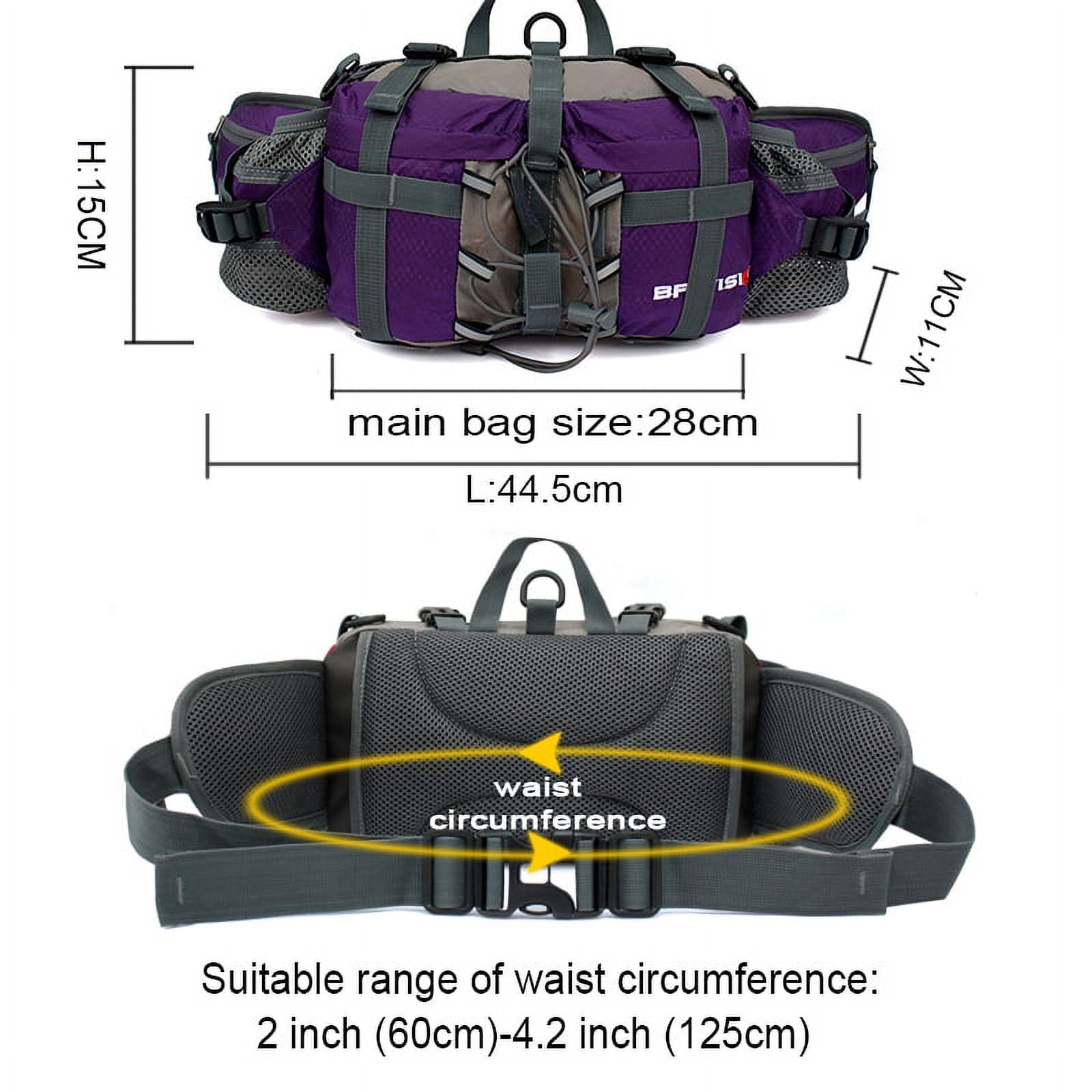 Running Bags Outdoor Fanny Pack Hiking Camping Biking Waterproof Waist Pack 2 Water Bottle Holder Sports Bag for Women Men Black