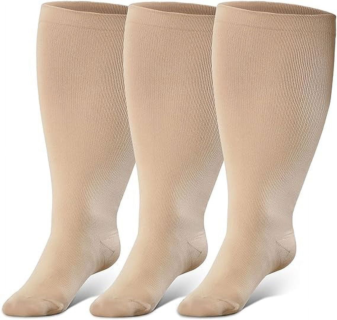 2 Pairs Wide Calf Compression Socks for Women Men AMITOFO Circulation 20-30mmHg Plus Size Knee High Support Stockings for Medical | Circulation | Nurses | Running | Travel, Black 4XL
