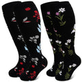 2 Pairs Wide Calf Compression Socks for Women Men AMITOFO Circulation 20-30mmHg Plus Size Knee High Support Stockings| Circulation | Nurses | Running | Travel,Beige Black 4XL