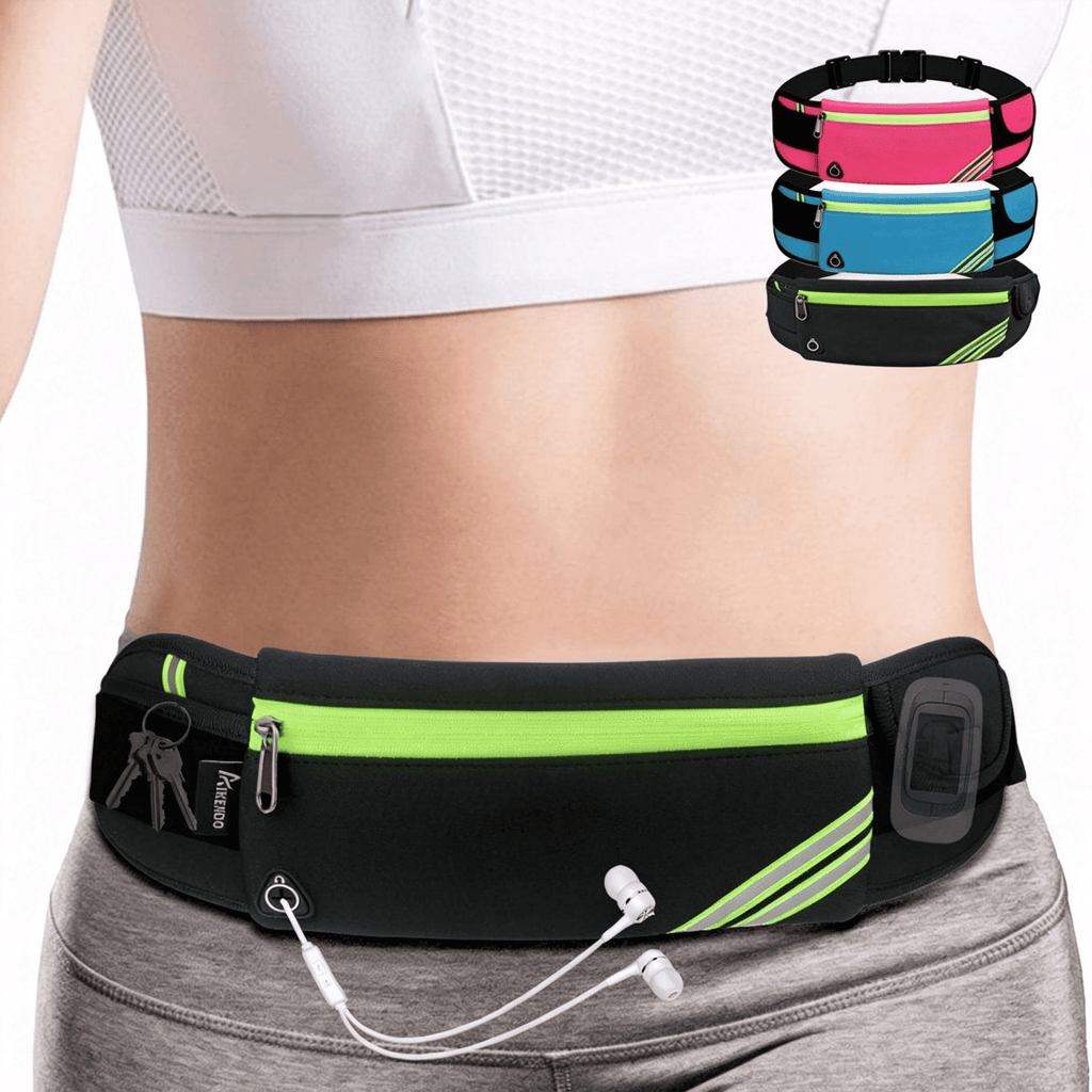 AOMRCOL Slim Running Belt Fanny Pack Phone Holder Money Belt Women and Men | Waist Pack Bag for Hiking Cycling Workout Travelling, Reflective Runners Belt Jogging Pouch, Sport Gear Accessories