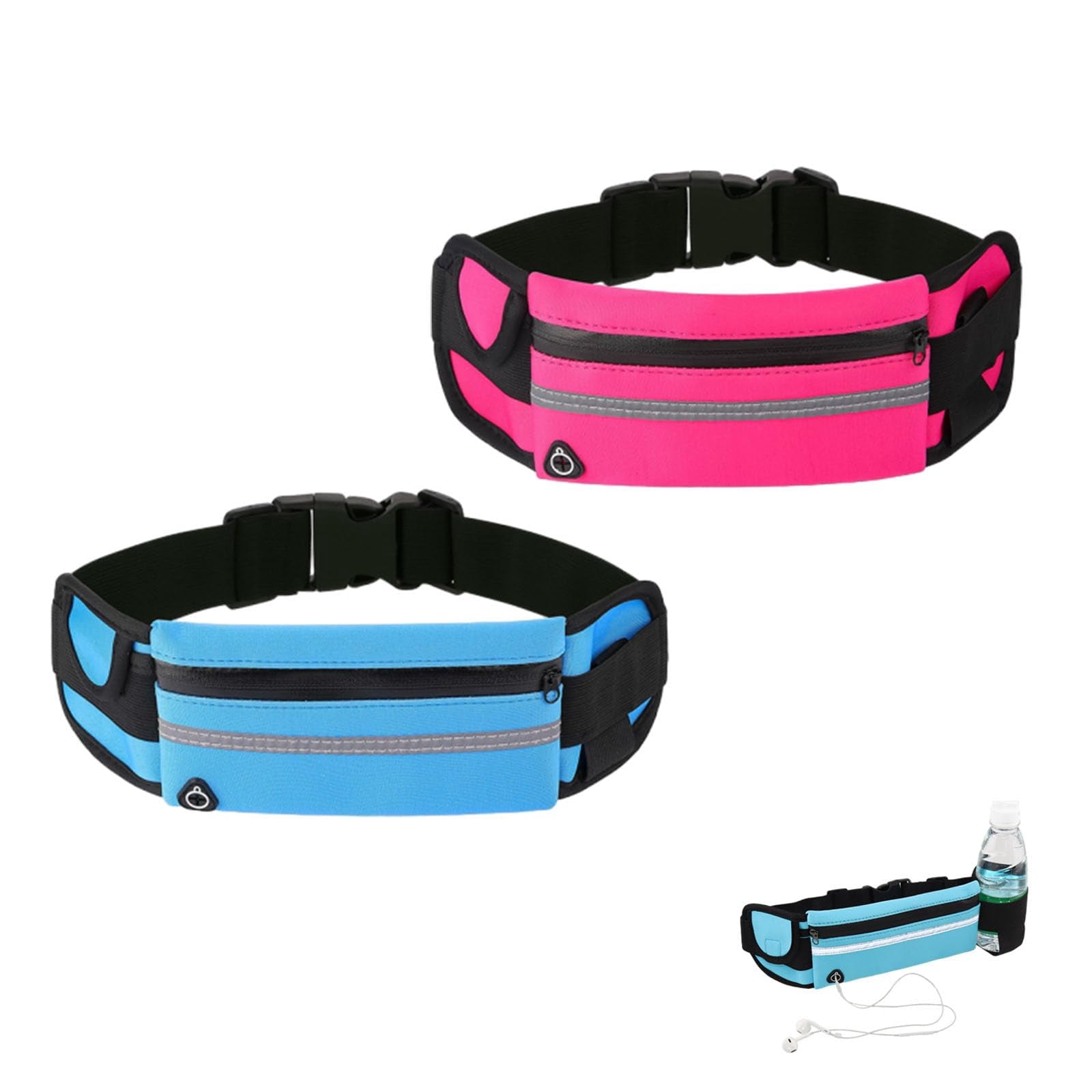 Anti Theft Running Waist Belt, Invisible Pouch for Phone, Reflective Strip & Headphone Jack, Adjustable Waist Pack for Cycling, Travel, and Fitness