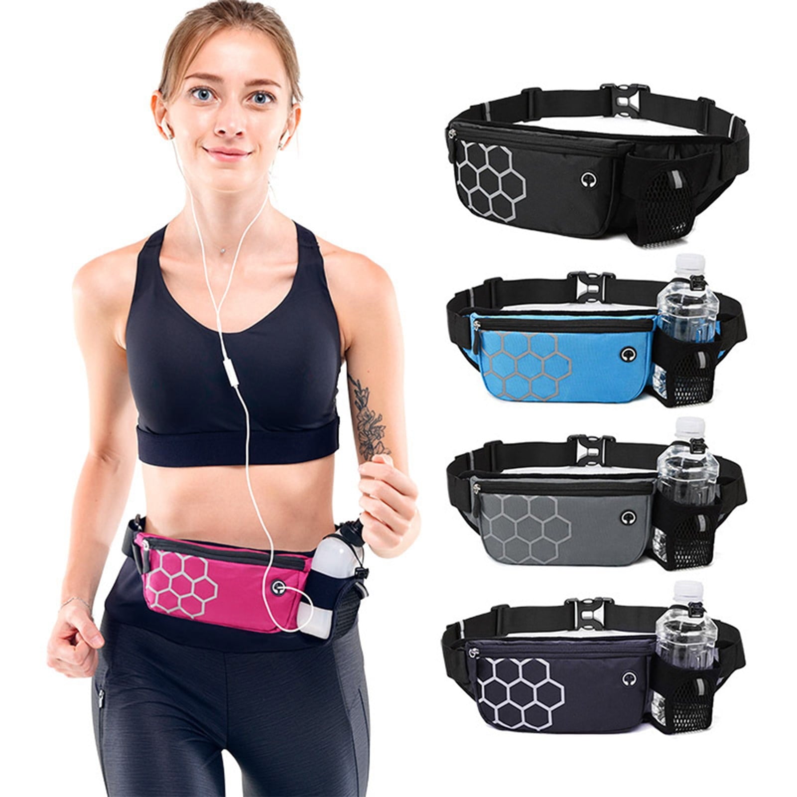 BRELIL 3Pcs Hydration Running Waist Pack, Unisex Water Bottle Belt for Marathon Training, Waterproof Lightweight Fitness Gear for Outdoor Sports Hiking Cycling Phone Holder