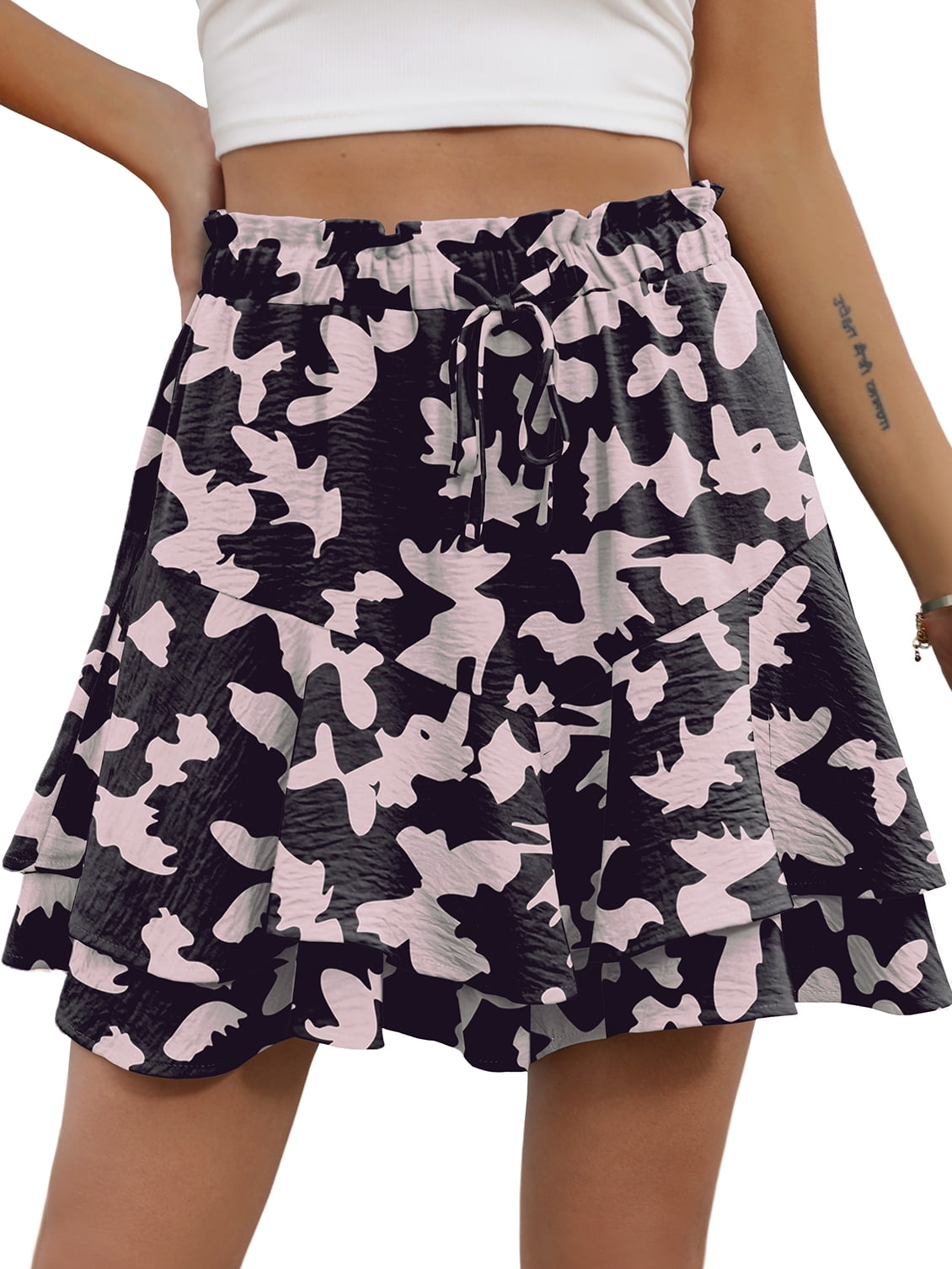 Cueply Flowy Shorts for Women Mini Tennis Skirt Ruffle Tiered Skorts Running Workout Sports Shorts