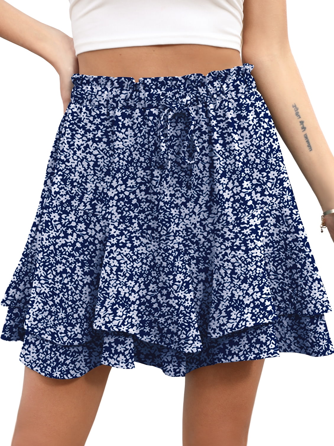 Cueply Flowy Shorts for Women Mini Tennis Skirt Ruffle Tiered Skorts Running Workout Sports Shorts