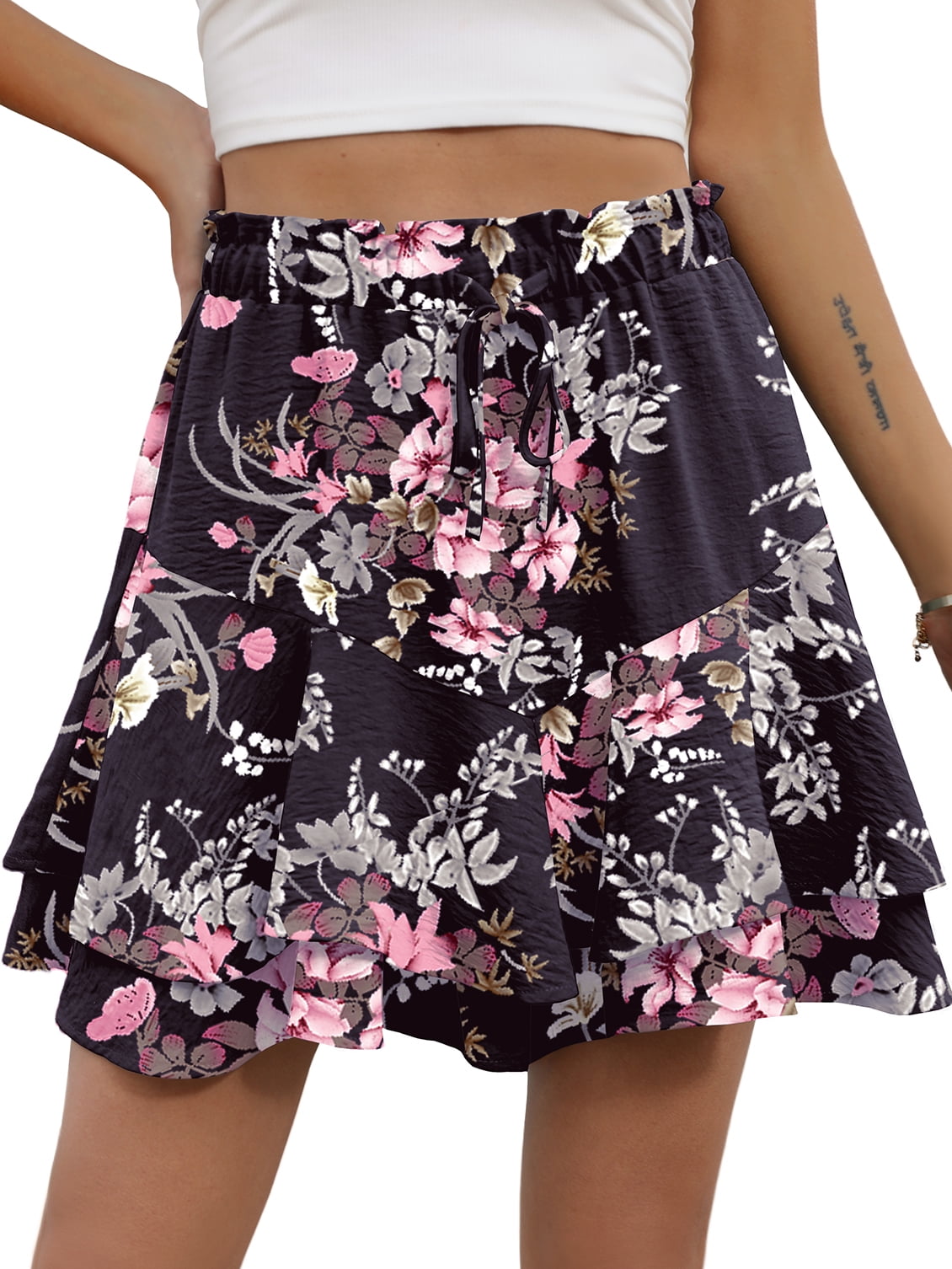 Cueply Flowy Shorts for Women Mini Tennis Skirt Ruffle Tiered Skorts Running Workout Sports Shorts