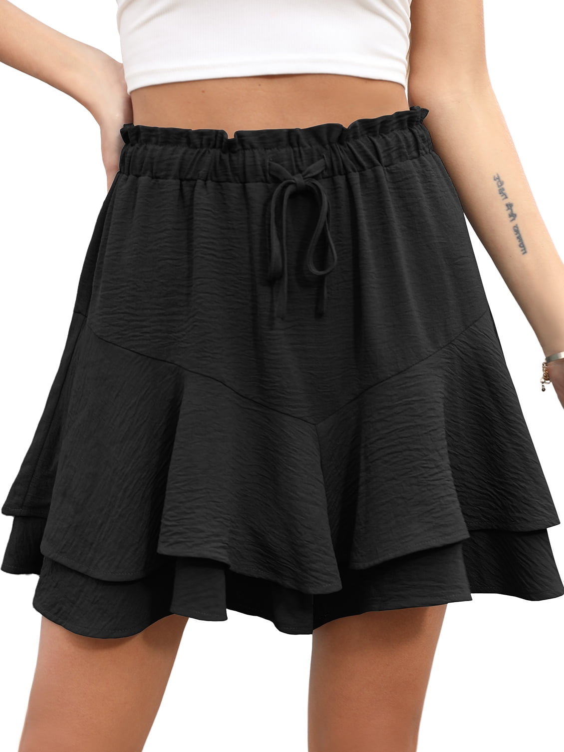 Cueply Flowy Shorts for Women Mini Tennis Skirt Ruffle Tiered Skorts Running Workout Sports Shorts