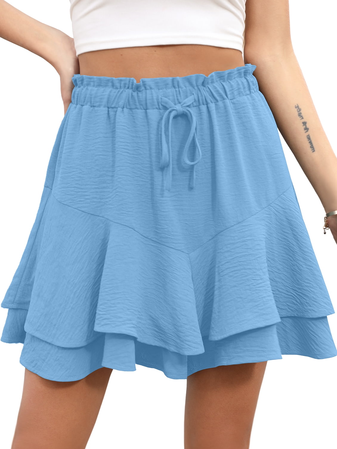 Cueply Flowy Shorts for Women Mini Tennis Skirt Ruffle Tiered Skorts Running Workout Sports Shorts
