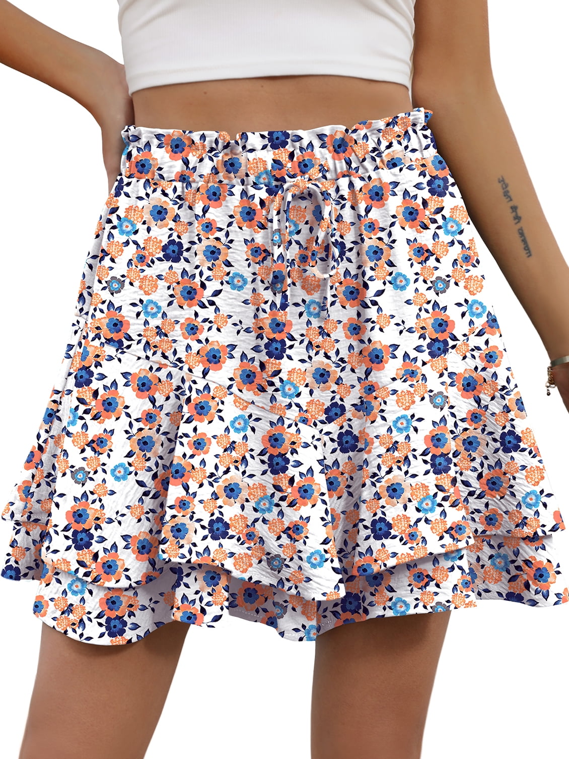 Cueply Flowy Shorts for Women Mini Tennis Skirt Ruffle Tiered Skorts Running Workout Sports Shorts