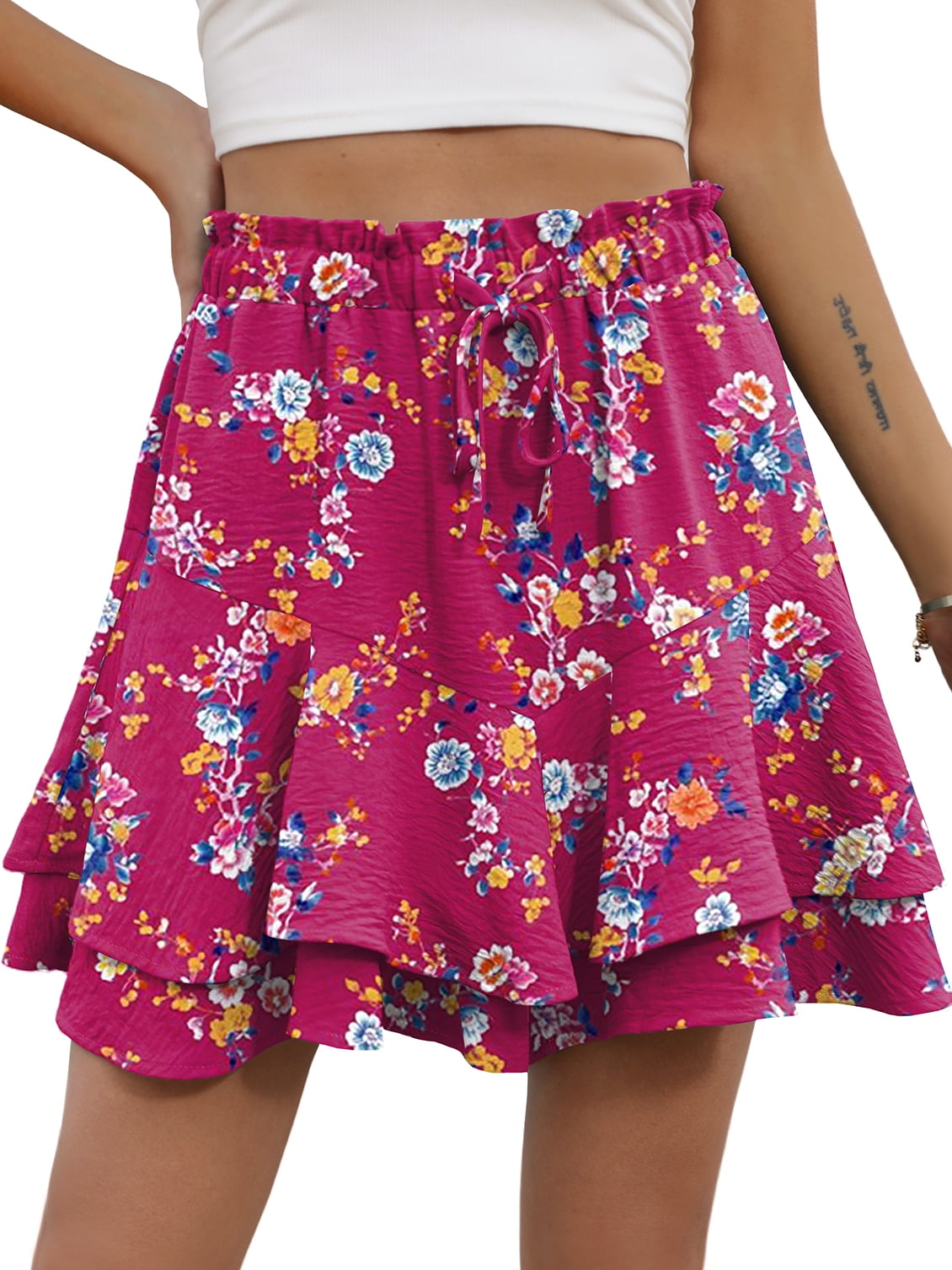 Cueply Flowy Shorts for Women Mini Tennis Skirt Ruffle Tiered Skorts Running Workout Sports Shorts