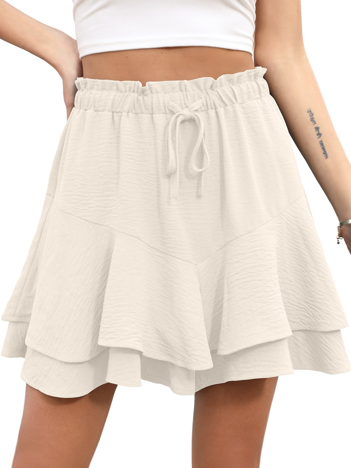 Cueply Flowy Shorts for Women Mini Tennis Skirt Ruffle Tiered Skorts Running Workout Sports Shorts