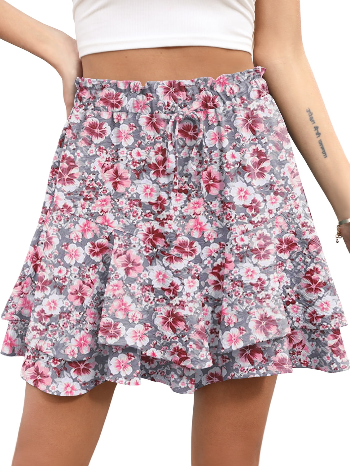 Cueply Flowy Shorts for Women Mini Tennis Skirt Ruffle Tiered Skorts Running Workout Sports Shorts