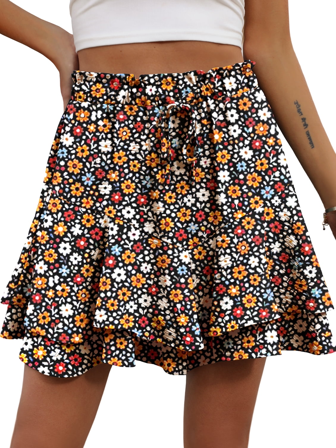 Cueply Flowy Shorts for Women Mini Tennis Skirt Ruffle Tiered Skorts Running Workout Sports Shorts