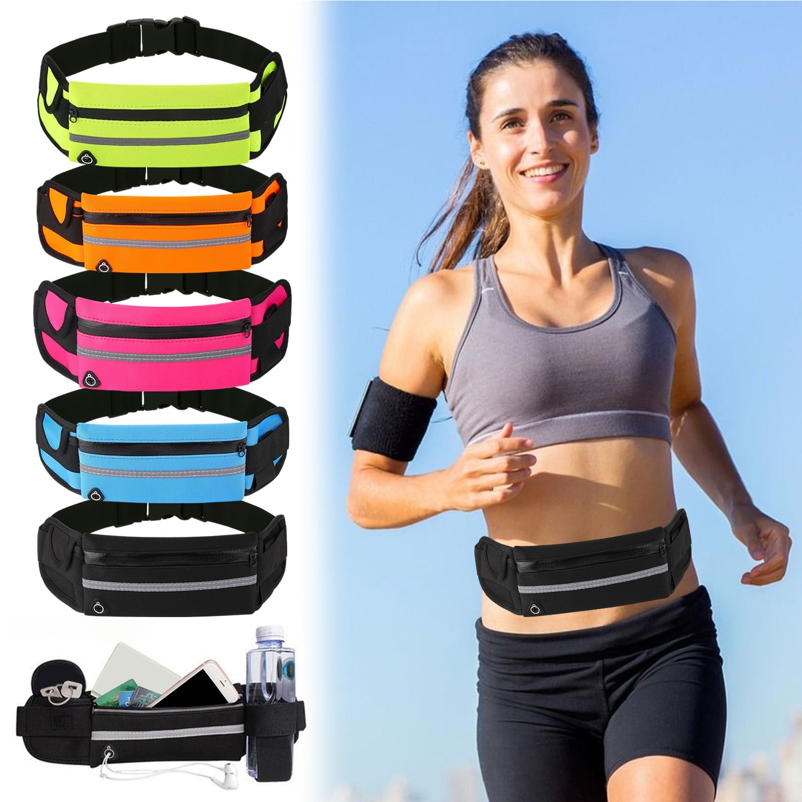 Waterproof Running Sports Waist Pack – Shockproof Fitness Mobile Phone Bag, Outdoor Cycling and Running Waist Bag, Water Bottle Holder, Outdoor Sports Accessory