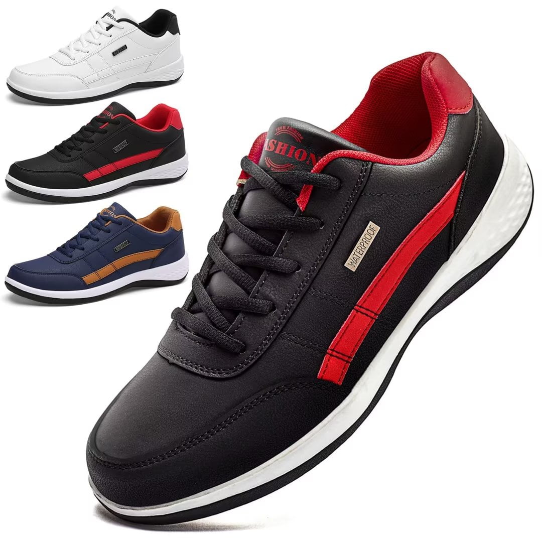 Dumajo Mens Shoes Fashion Running Sneaker Casual Leather Sport Shoes Breathable Comfortable Walking Shoes