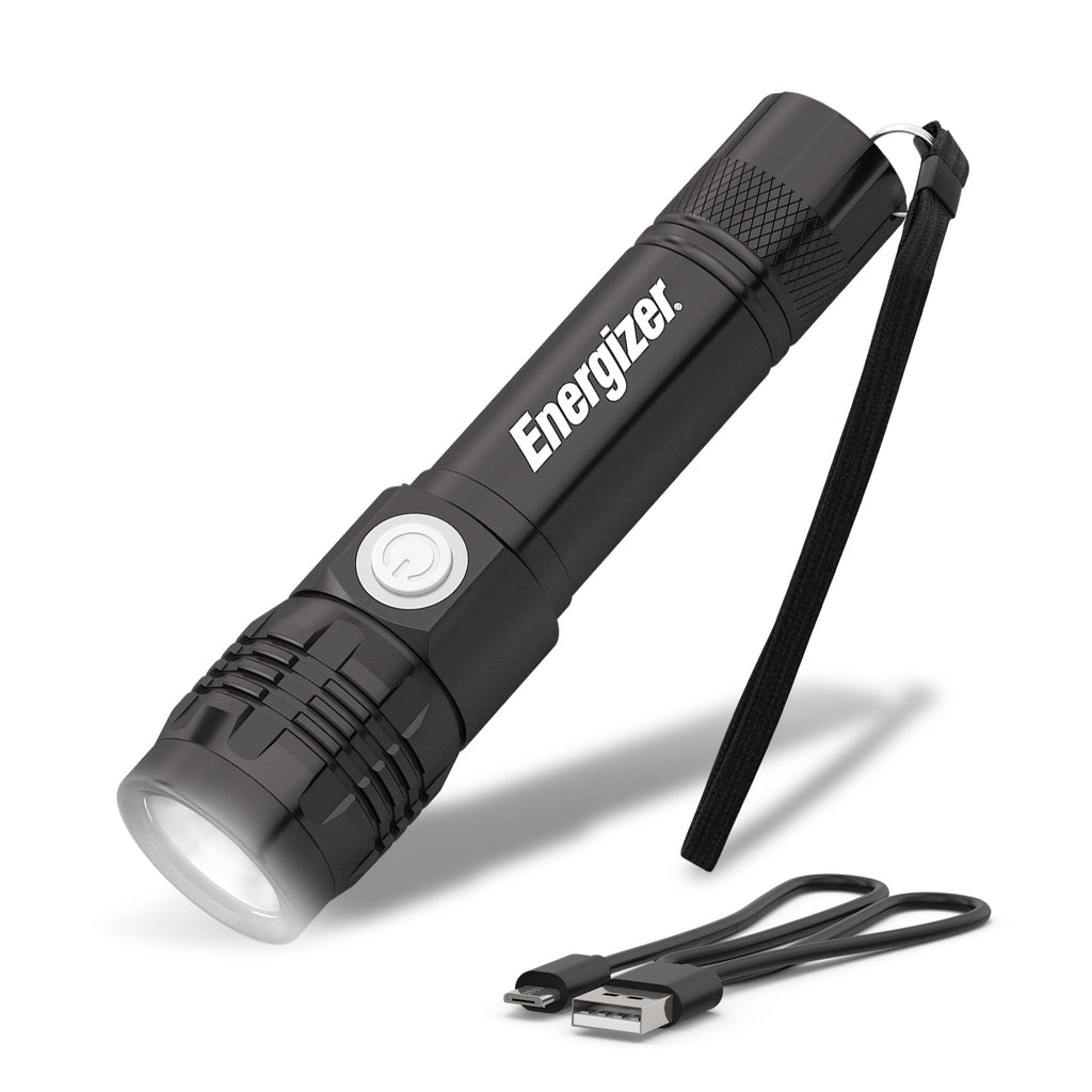 Energizer LED Rechargeable Flashlight - 350 Lumens with USB Cable, Durable Metal Light for Camping, Emergency, Running & Hunting