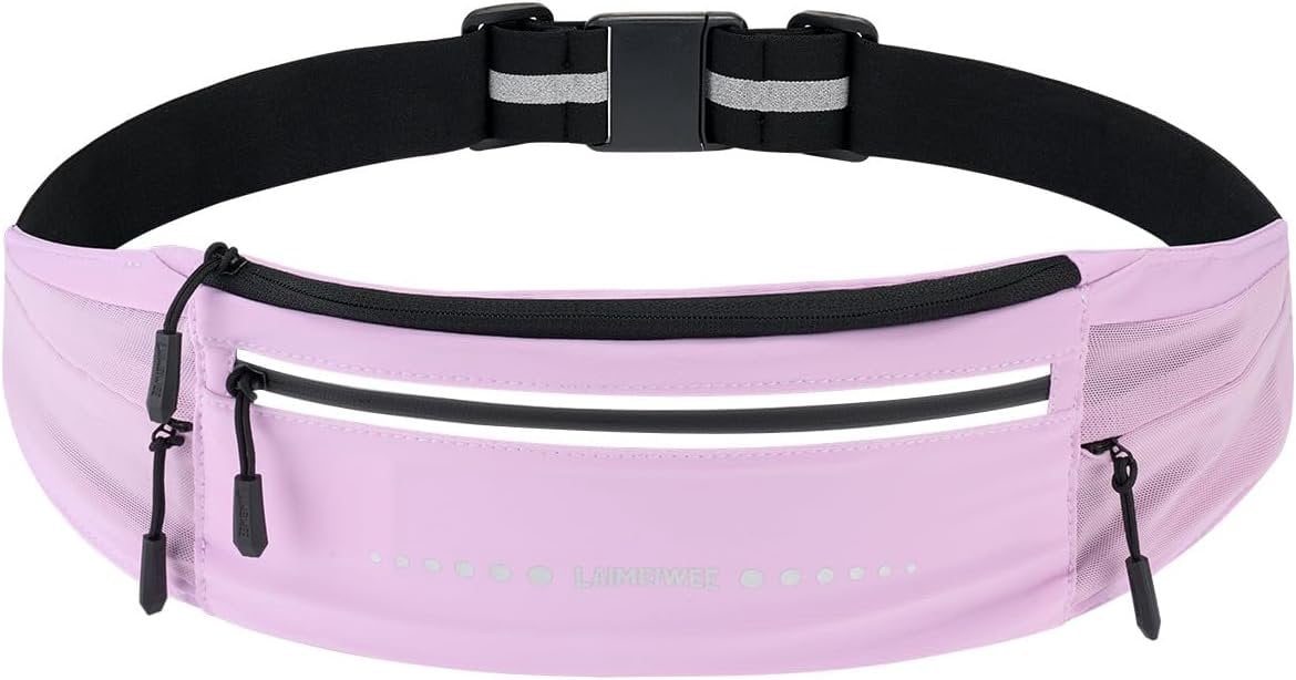 Lightweight Running Belt, Water-Resistant Pack for Women & Men, 4-Zone Organization Fits Up to 7" Phone, Reflective Strips Design for , Jogging, Hiking, Commuting