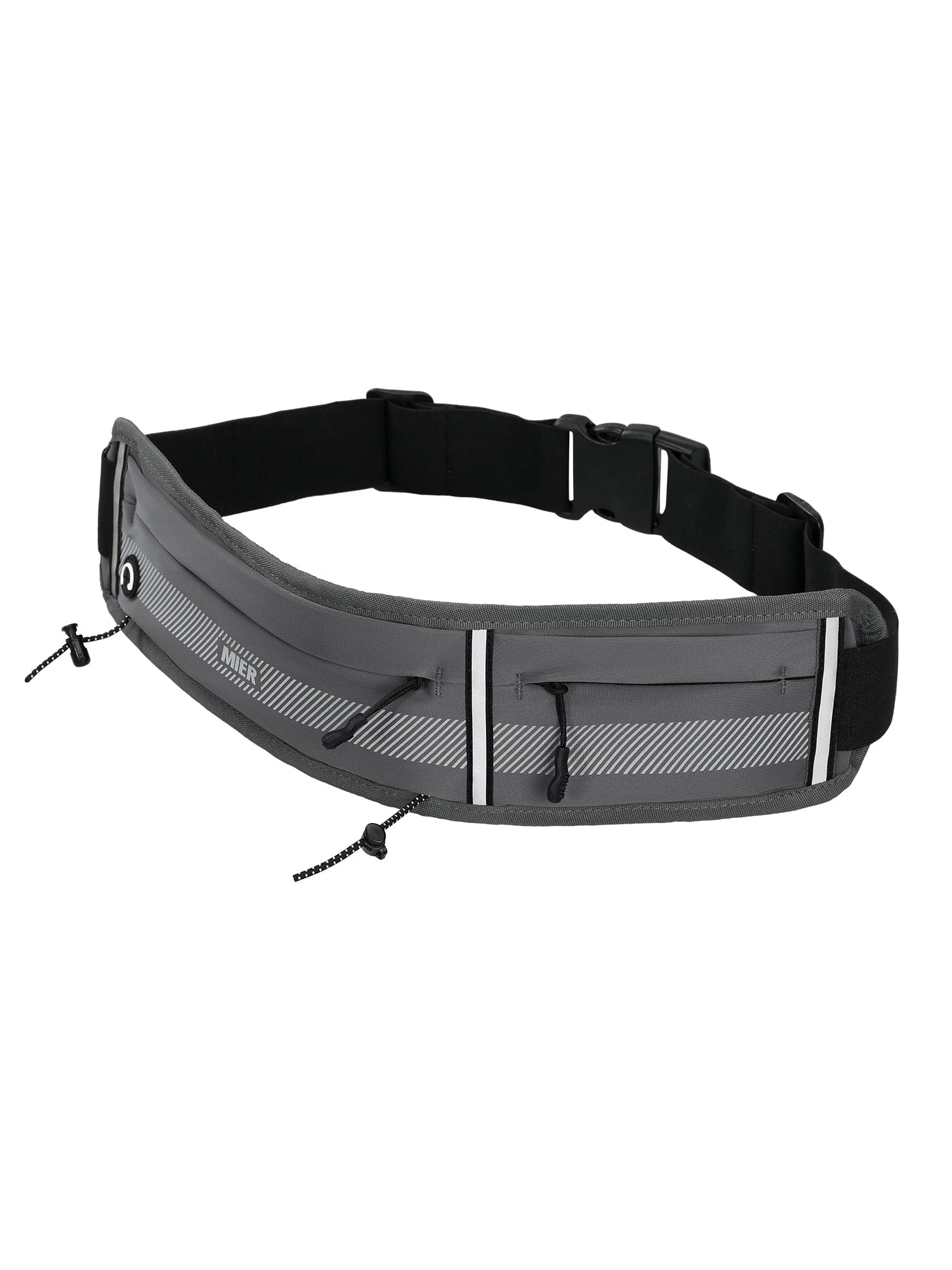 MIER Running Belt Slim Waist Pack with Bib Clips Adjustable Elastic Phone Holder for Fitness Marathon Daily Travel Pink
