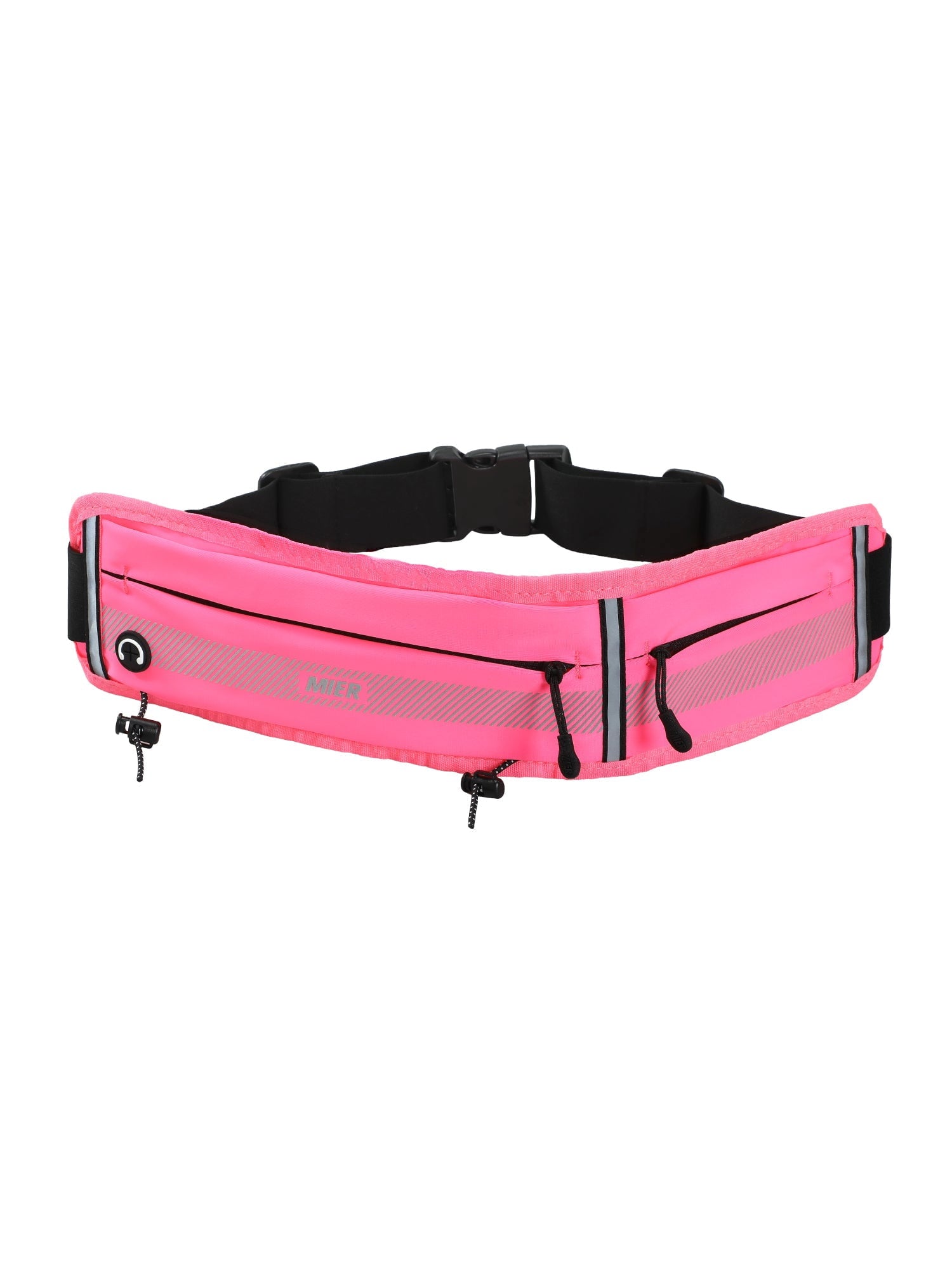 MIER Running Belt Slim Waist Pack with Bib Clips Adjustable Elastic Phone Holder for Fitness Marathon Daily Travel Pink