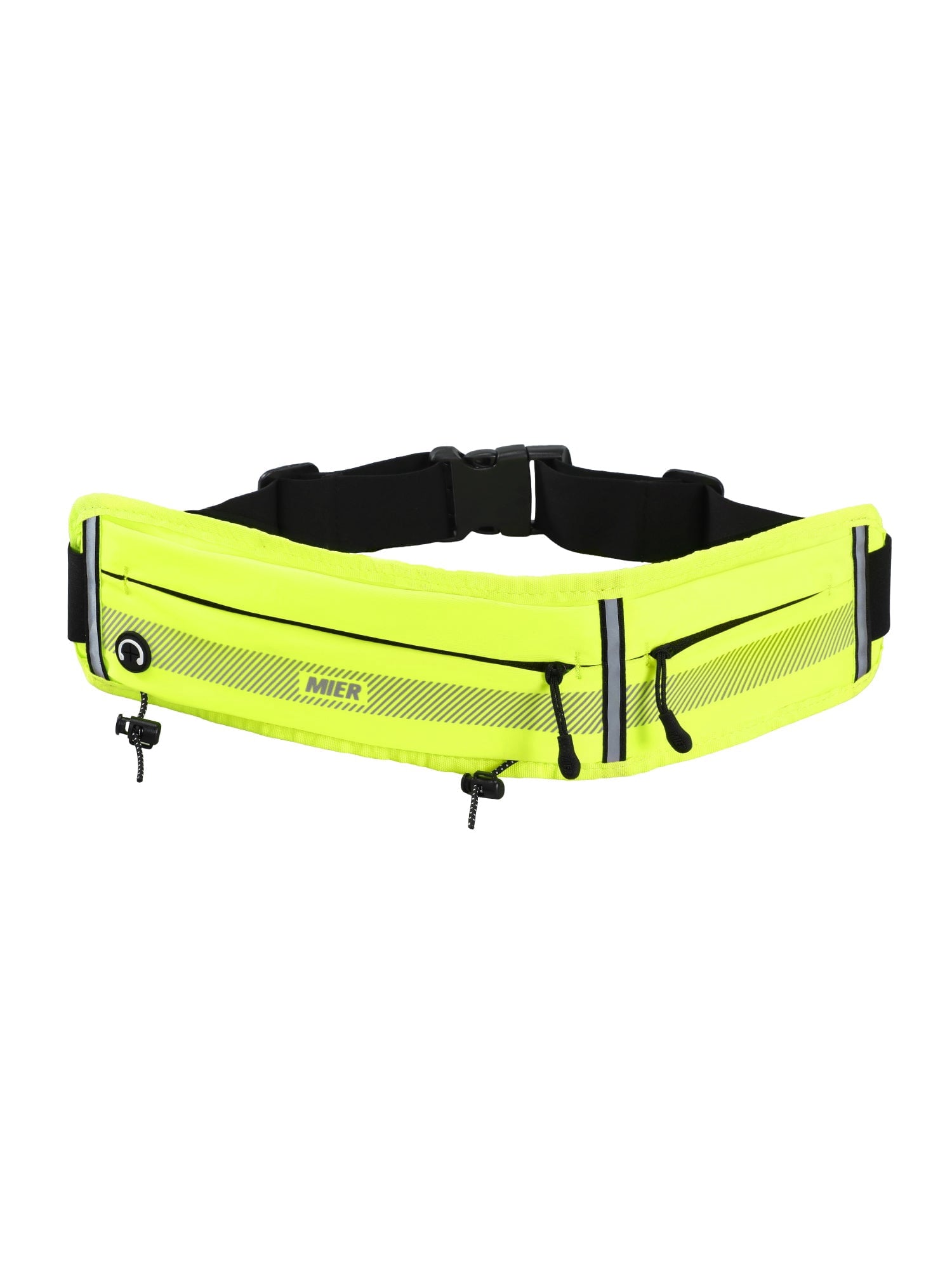MIER Running Belt Slim Waist Pack with Bib Clips Adjustable Elastic Phone Holder for Fitness Marathon Daily Travel Black