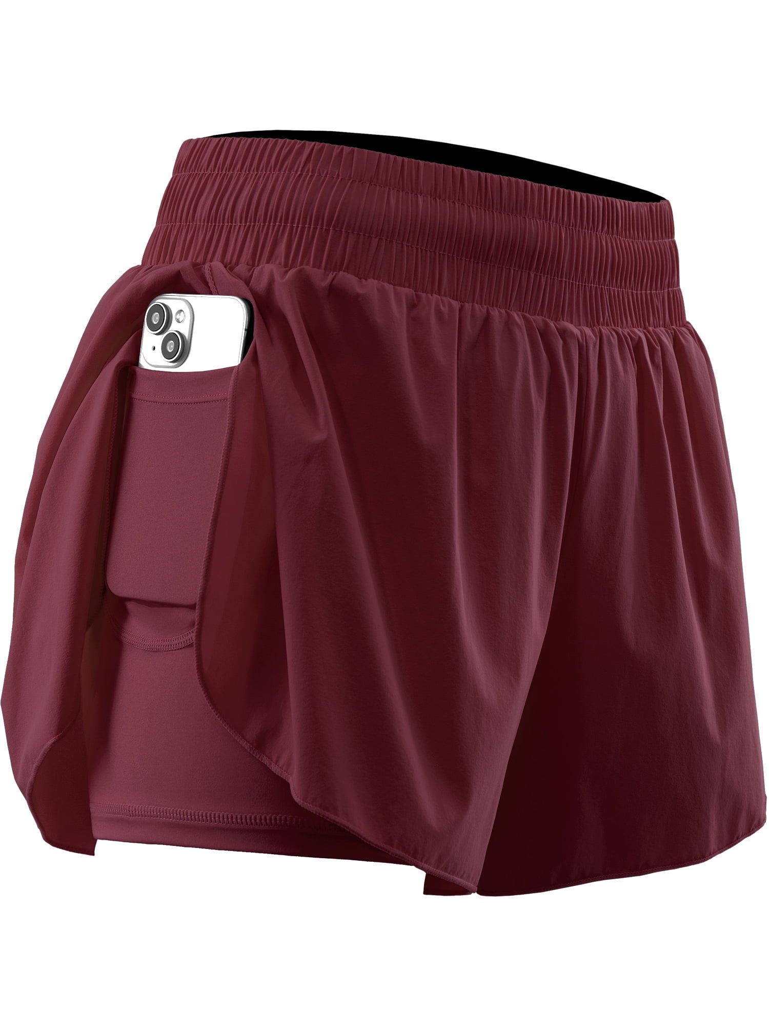 NELEUS Womens 2 in 1 Workout Yoga Shorts for Athletic Gym Running Casual Summer Short with Pocket,Navy Blue,US Size L