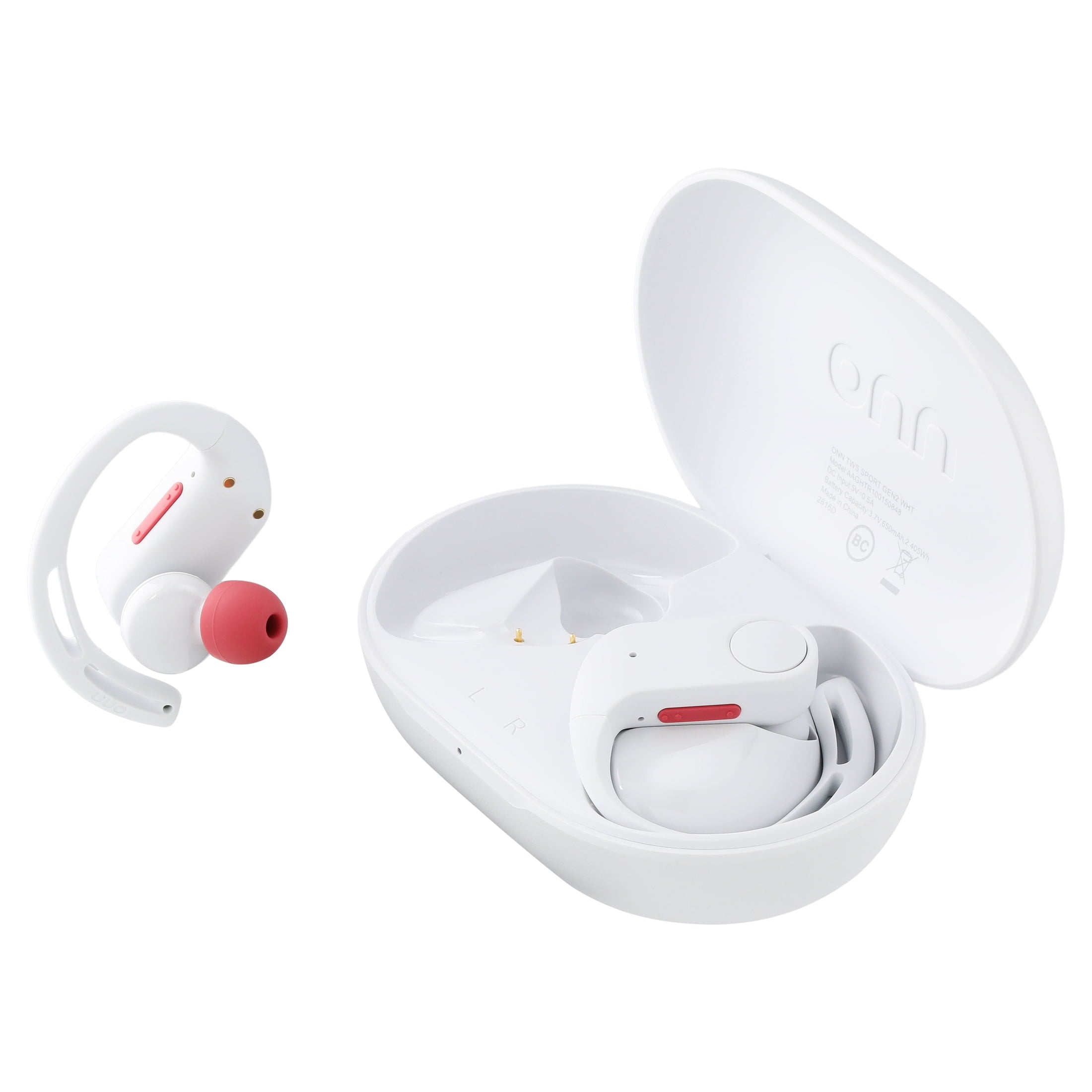 onn Wireless Sport Earbuds with Comfort Grip Ear Hooks, Black