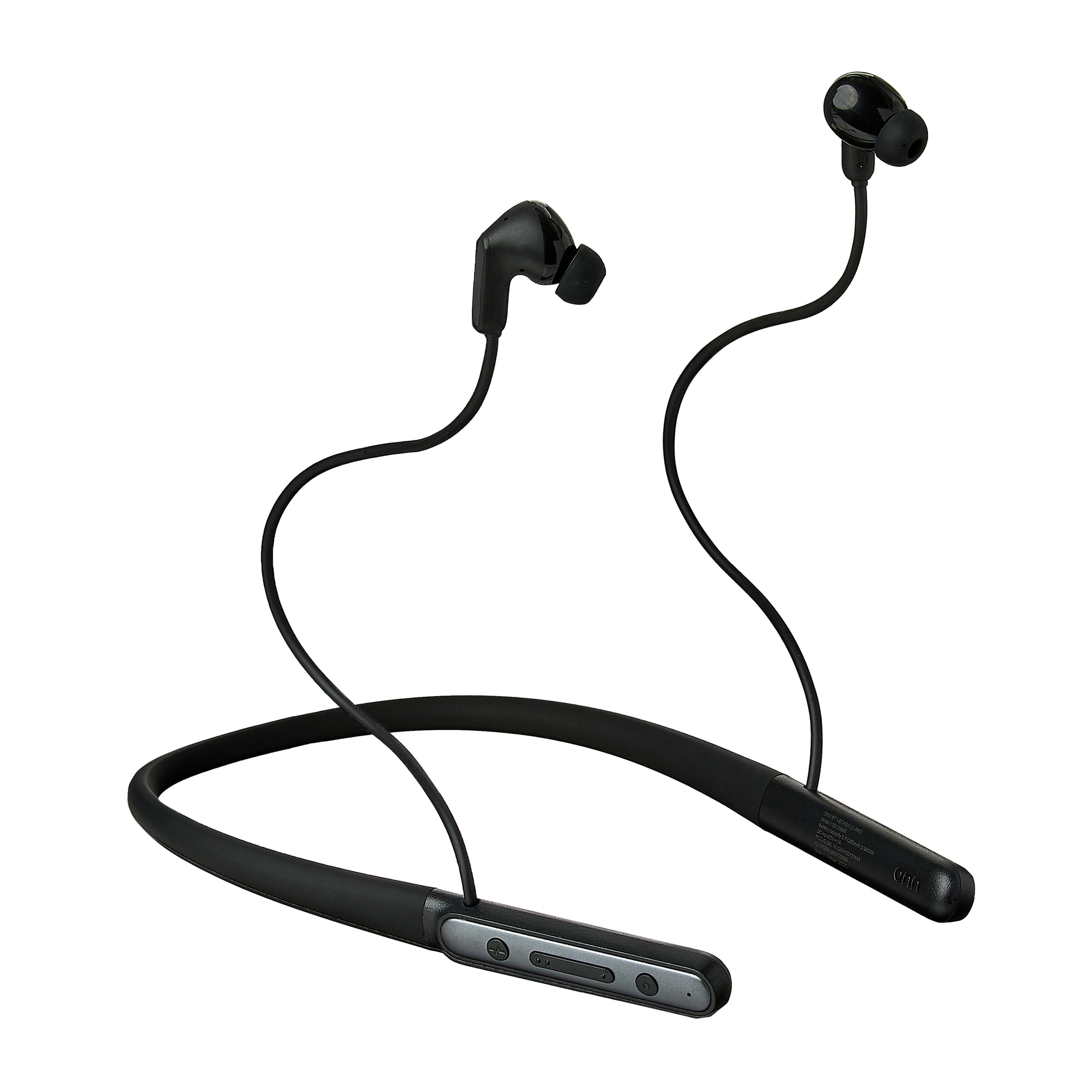 onn Active Noise Canceling Bluetooth Neckband Earphones Black