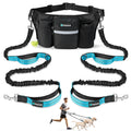 PetAmi Premium Hands Free Dog Leash for 2 Dogs, Adjustable Waist Belt Leash for Dog Walking, Fanny Pack Accessories Bag Dual Bungee Leash for Running, Hiking, Jogging, Biking, Charcoal Grey