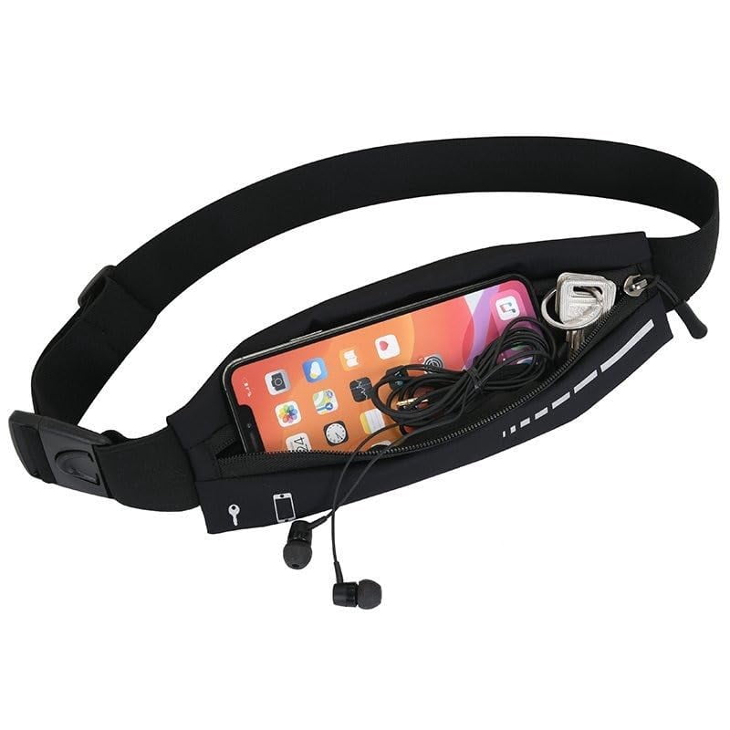 Running Belt Slim Pack for Women Men,Phone Holder Runners Pouch Waist Belt for Workout Jogging,Money Belt Running Gift Gear Accessories,Black,One Size,Fashion (Black)