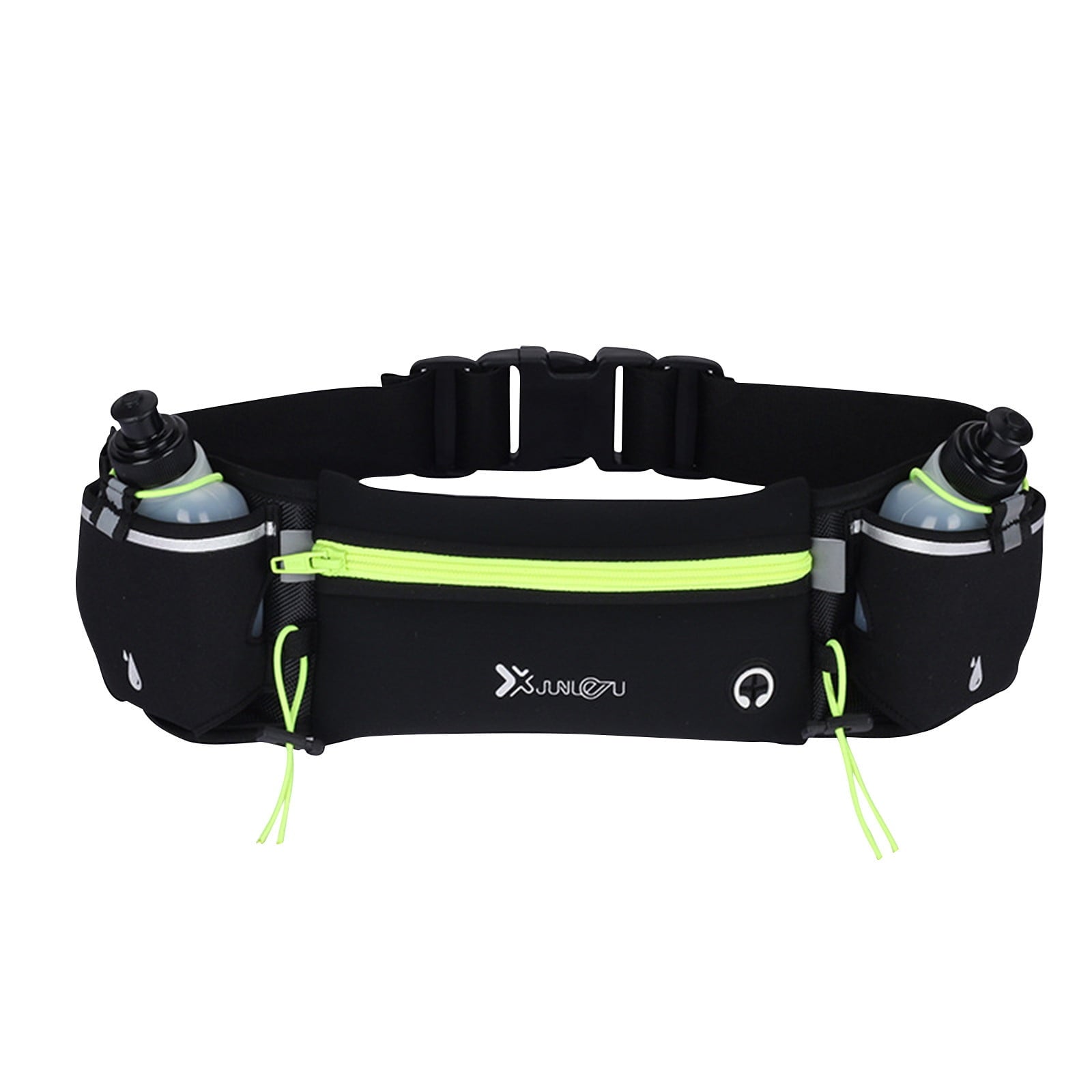 Running Belt with Water Bottle Bags,Waterproof Waist Pack Bag,Adjustable Sports Waist Pouch for Marathon Running Hiking Cycling