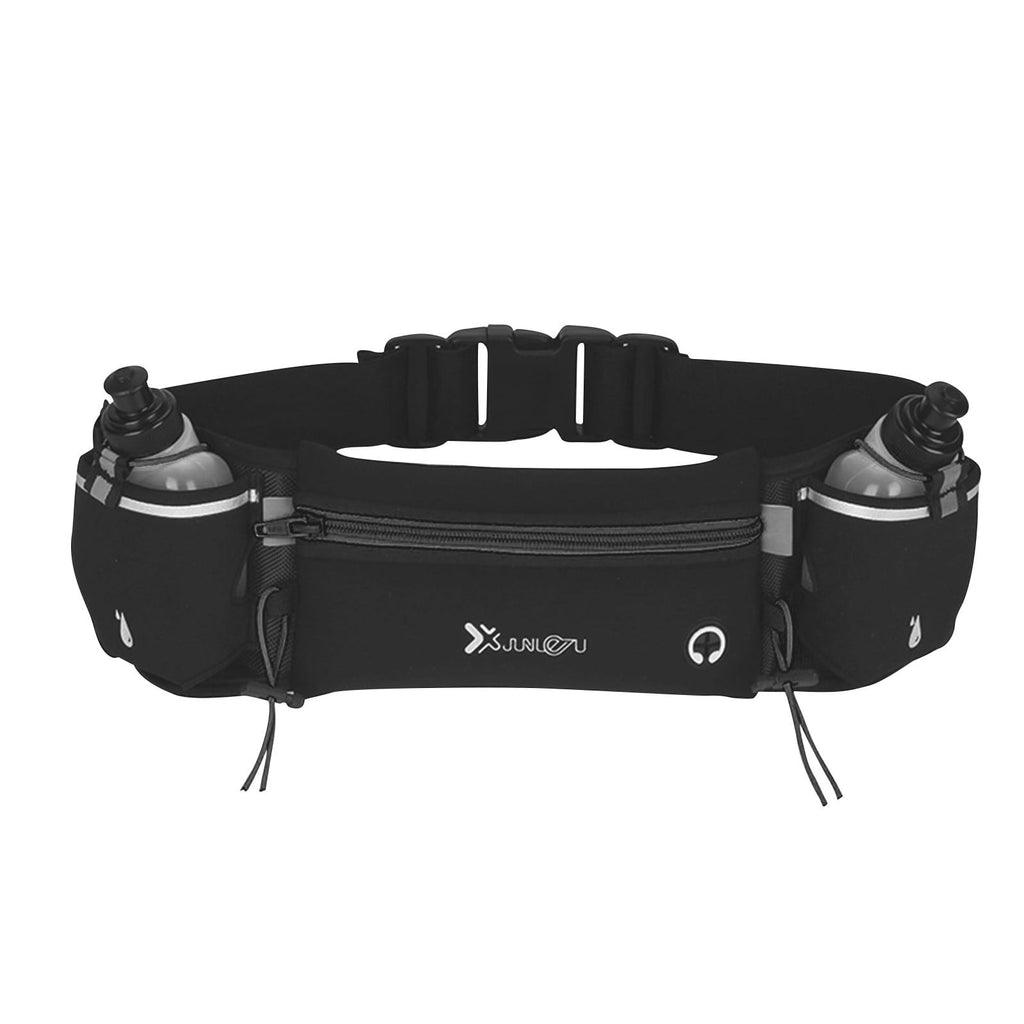 Running Belt with Water Bottle Bags,Waterproof Waist Pack Bag,Adjustable Sports Waist Pouch for Marathon Running Hiking Cycling