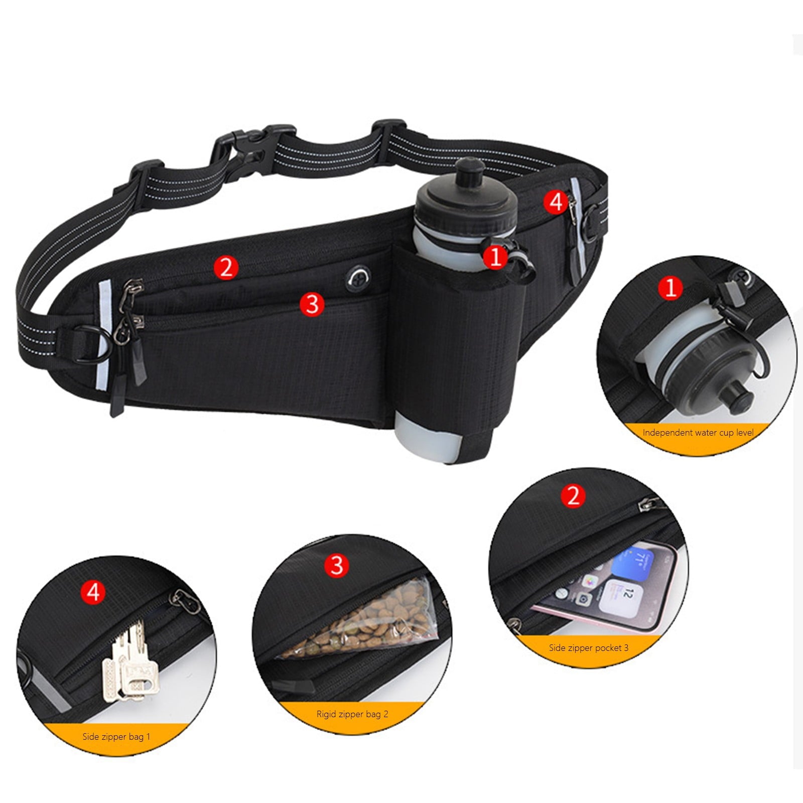 Running Belt for Women & Men with Water Bottle Holder,17.7x7inch Waterproof Running Waist Packs,Multi Functional Running Gear Accessories,Suitable for Marathons and Outdoor Running(Green)