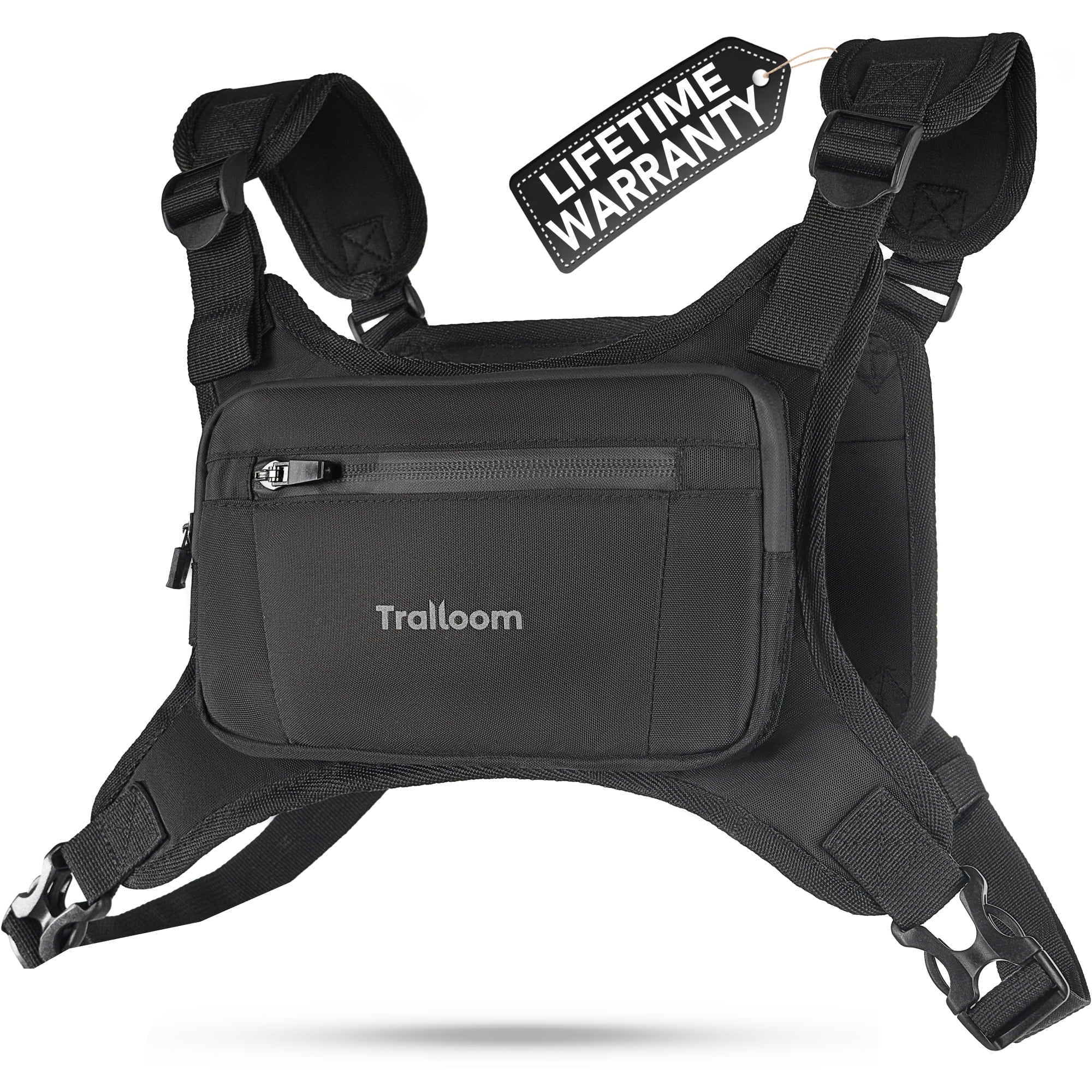 Running Chest Pack, Reflective Vest, Water Repellent, Phone Holder, Workout Bag for Runners, Cycling, Biking, EDC Pouch, Jogging Carrier, Hidden Pocket, Men & Women, Lightweight