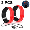 Running Light for Runners (2 Pack) Rechargeable LED Armband Reflective Running Gear, LED Light Up Band for Joggers Bikers Walkers,Red