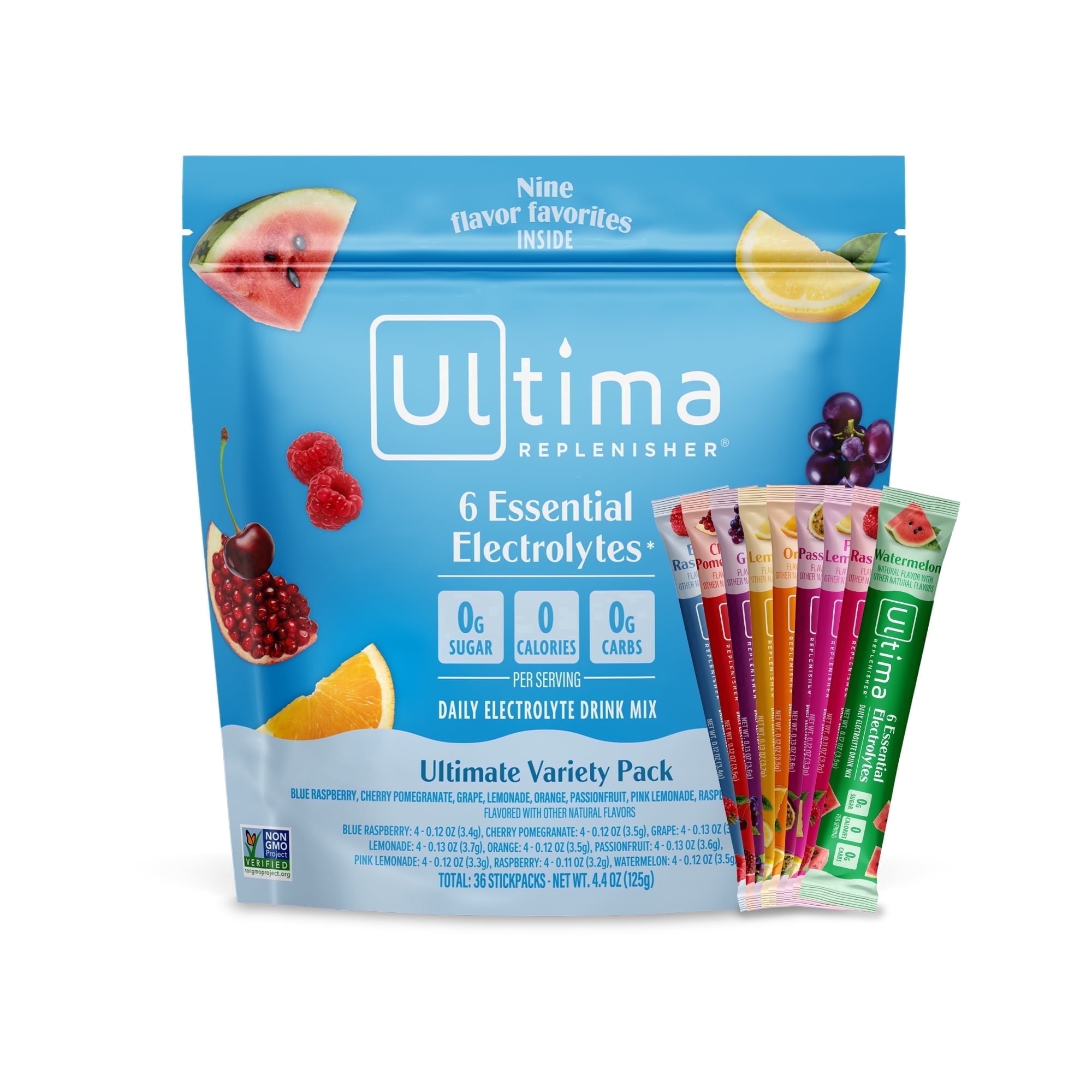 Ultima Replenisher, Electrolyte Drink Mix Packets, Sugar Free Daily Hydration Powder, Mocktini Variety Pack, 16 Count Stickpacks
