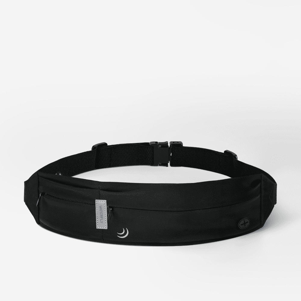 WATERFLY Unisex Adjustable Non-Slip Jogging Exercise Fitness Nylon Running Waist Belt,Black