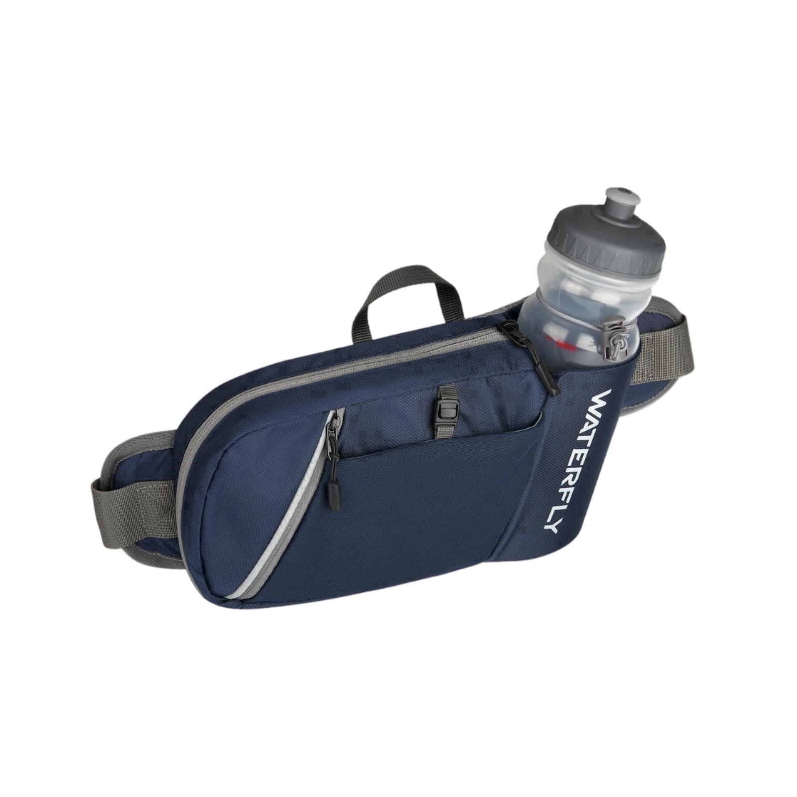 WATERFLY Unisex with Bottle Holder Running Walking Hiking Nylon Fanny Pack Waist Bag,,Blue