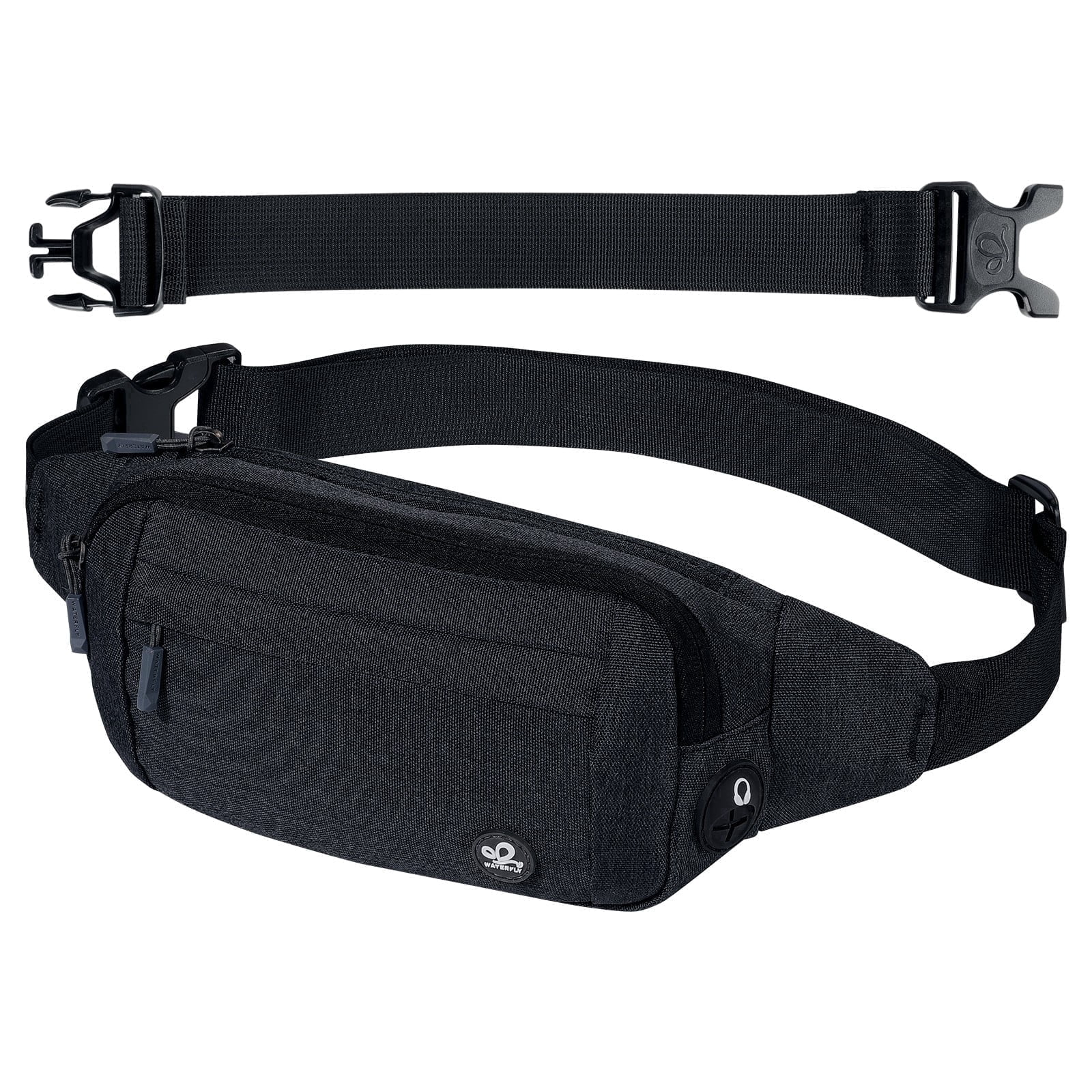 WATERFLY Unisex Lightweight Running Hiking Jogging Nylon Fanny Pack Waist Bag-Dark Blue